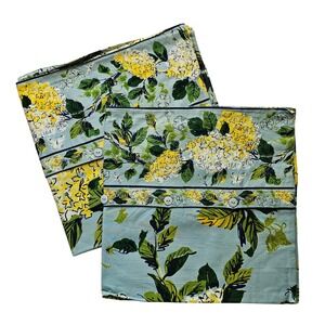 NWOT 2 Soft Surroundings Euro Pillow Shams Blue‎ Floral Hydrangea Cotton 25x25